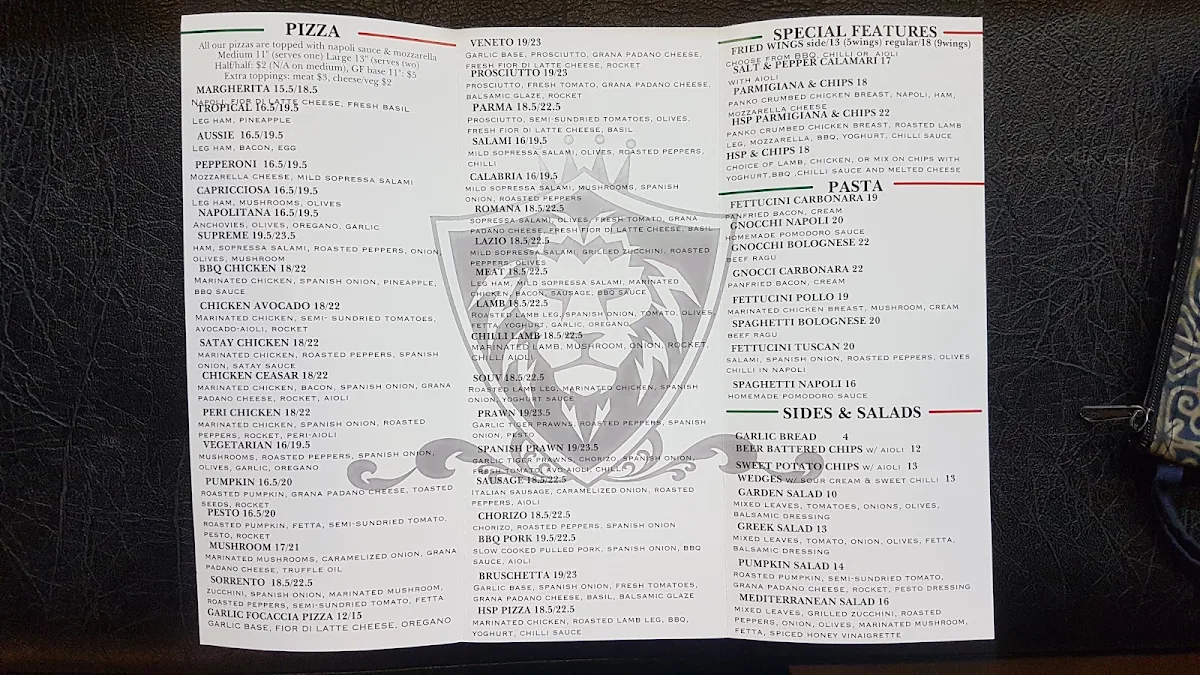 Menu, Pizzeria Express