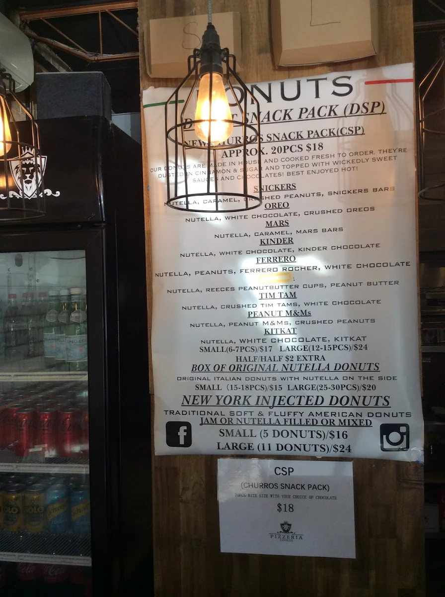 Menu, Pizzeria Express