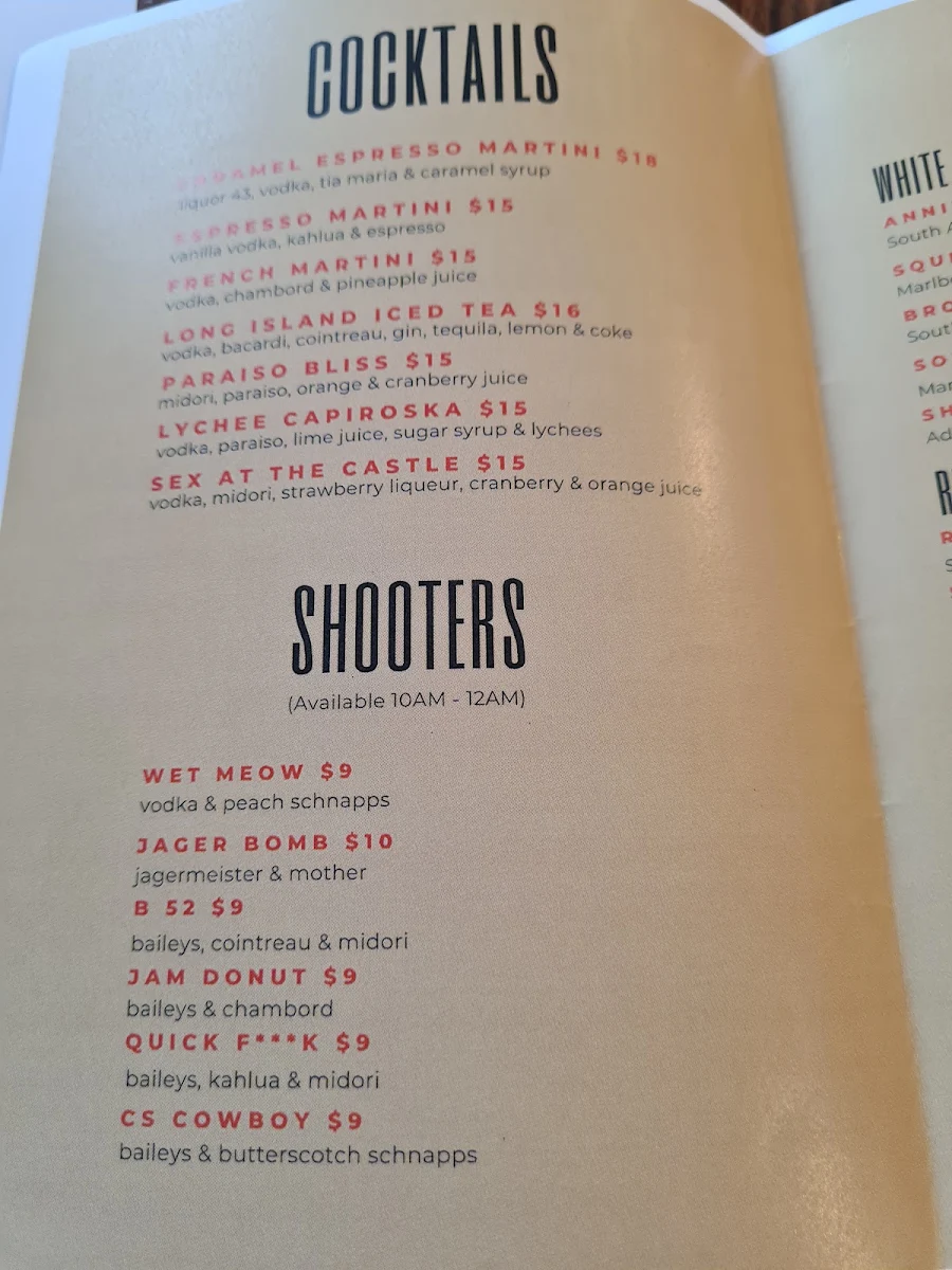Menu, The Edinburgh Castle Hotel