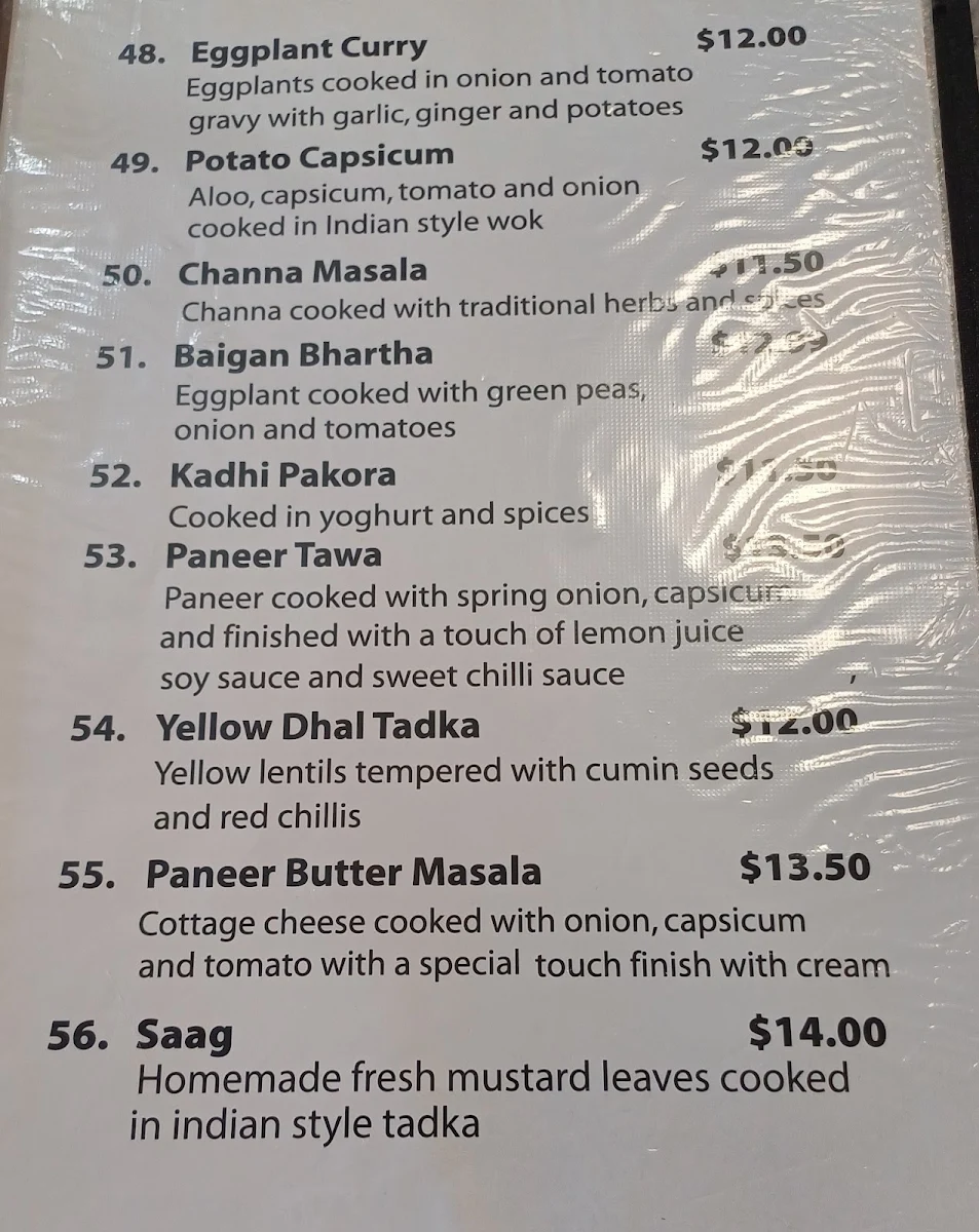 Menu, Taste of Jaipur