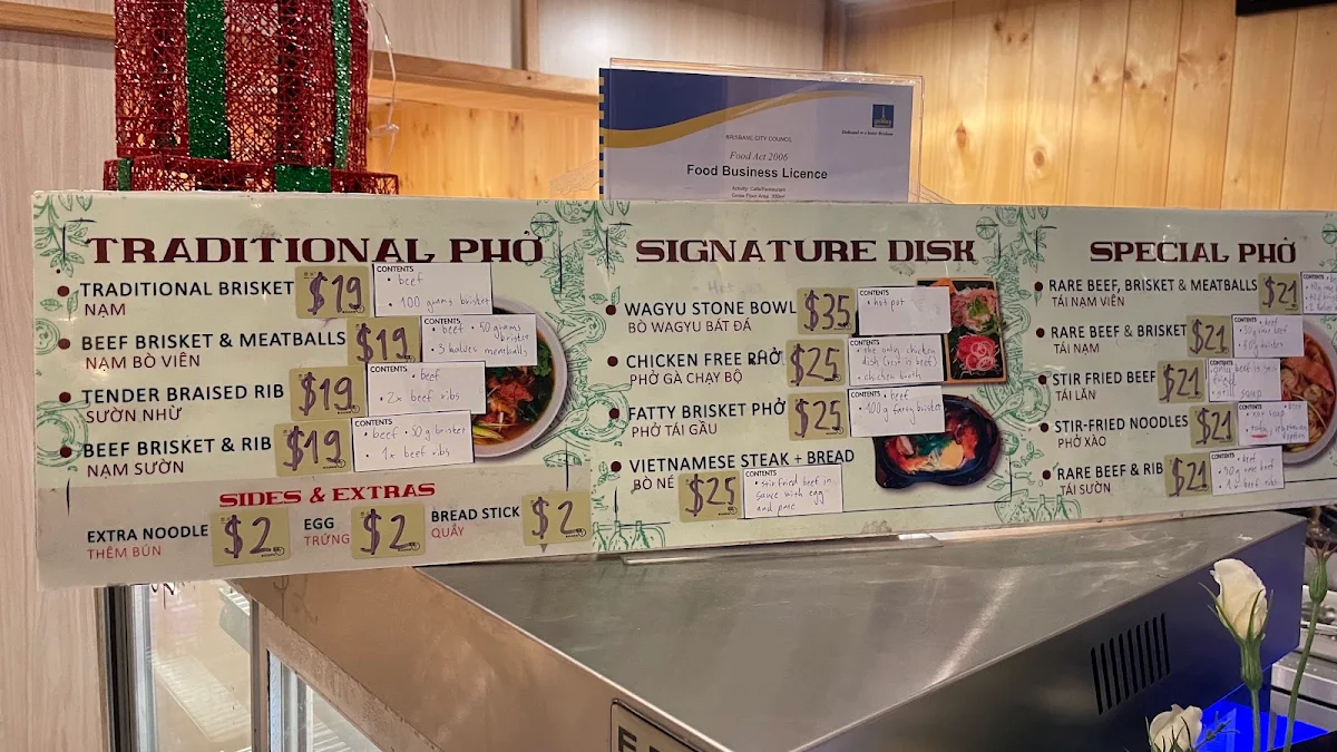 Menu, Pho Pho Co