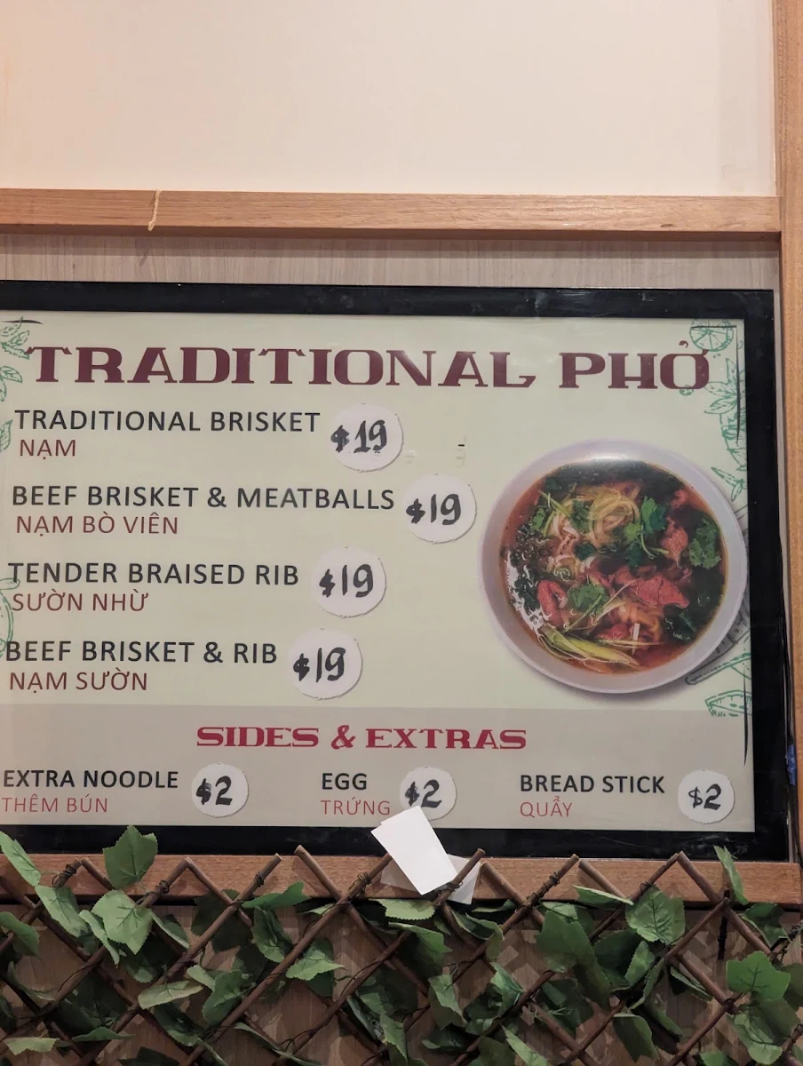 Menu, Pho Pho Co