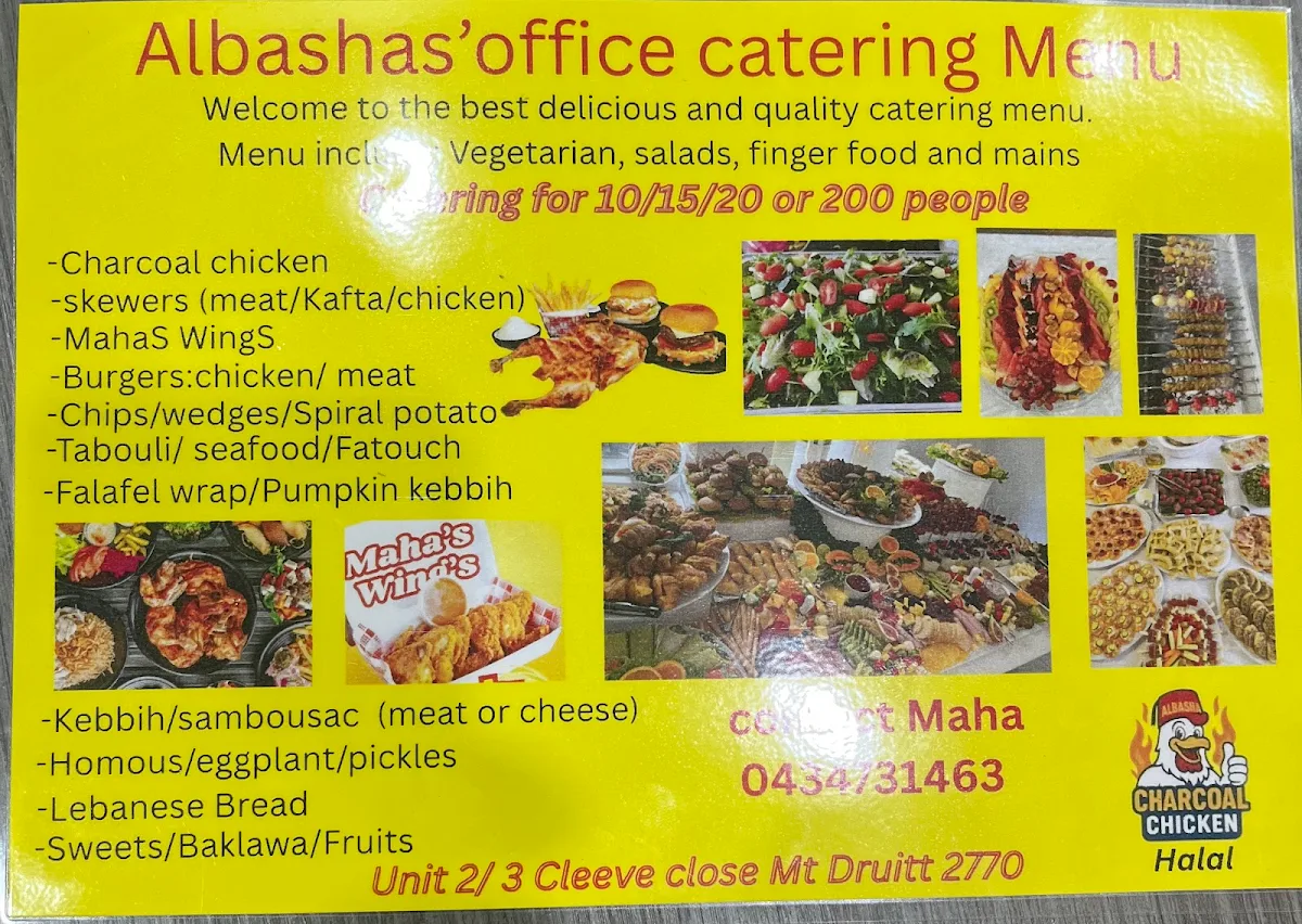 Menu, Albasha Charcoal Chicken