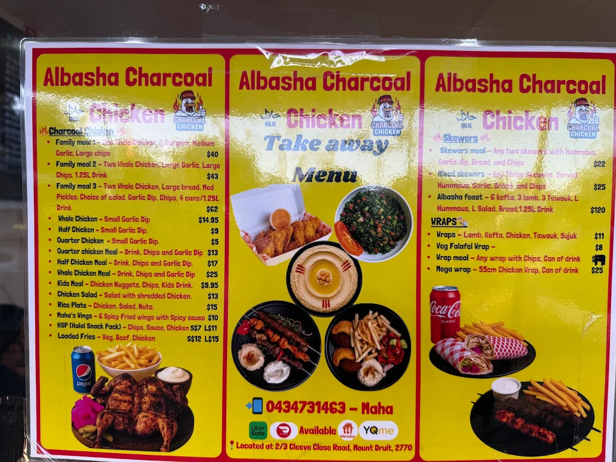 Menu, Albasha Charcoal Chicken