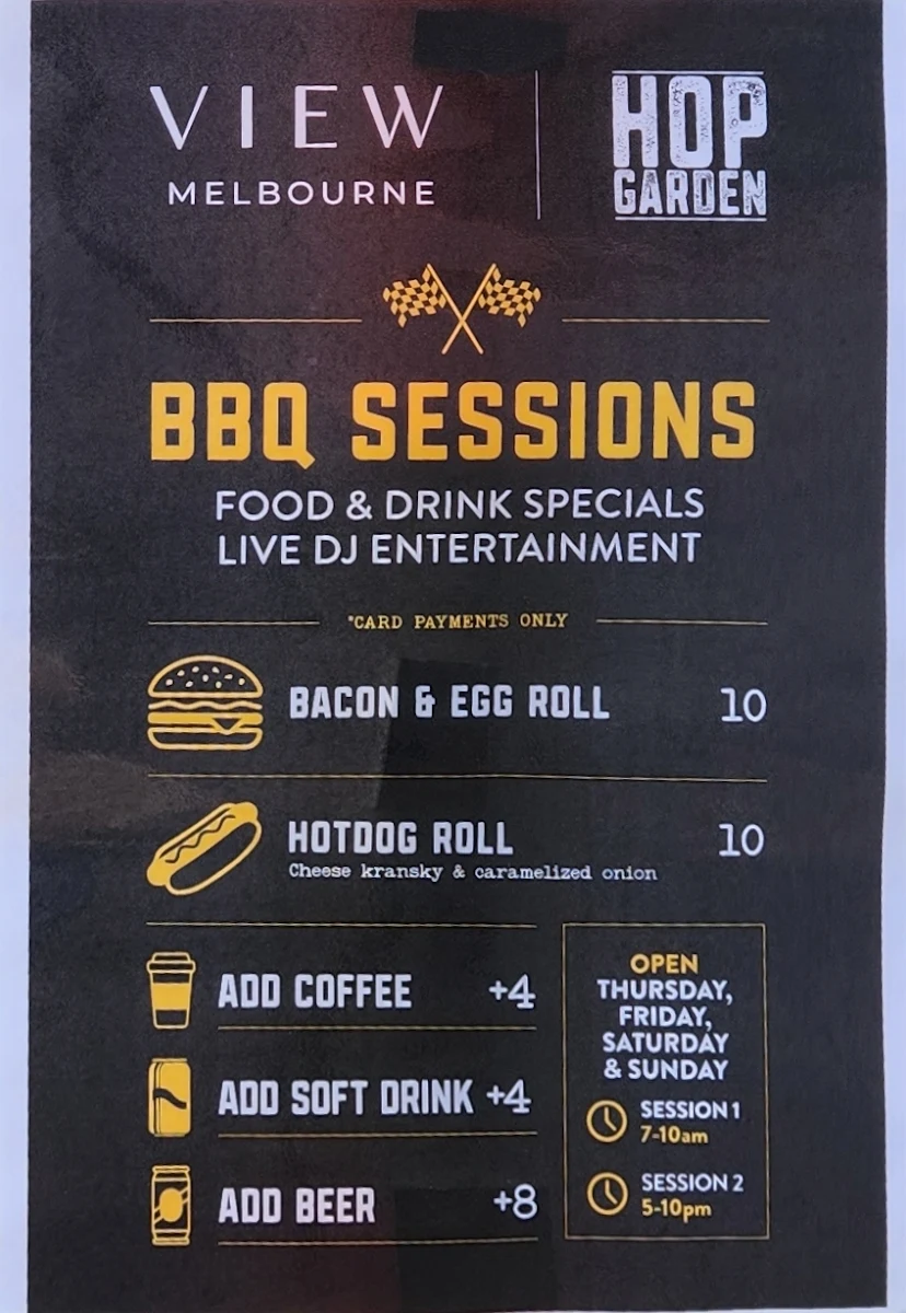 Menu, Hop Garden