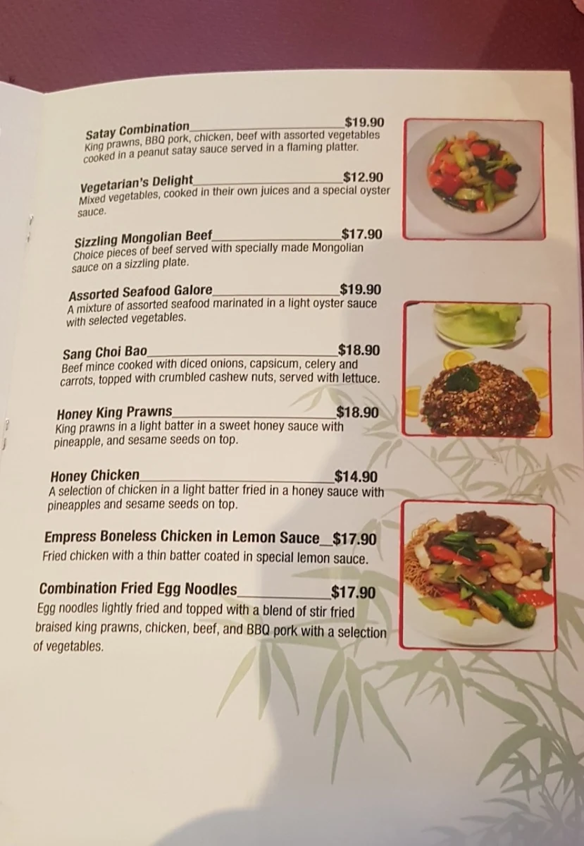 Menu, Go Sing Chinese Delivery
