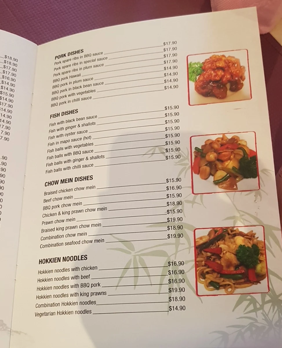 Menu, Go Sing Chinese Delivery