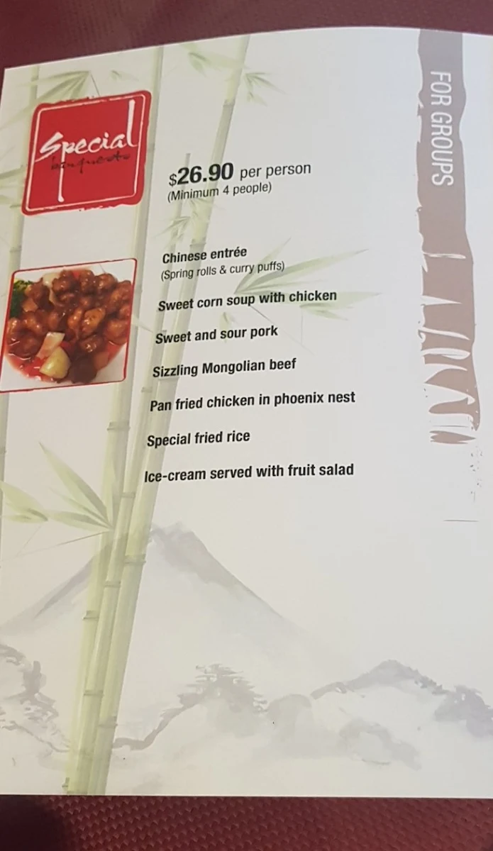 Menu, Go Sing Chinese Delivery