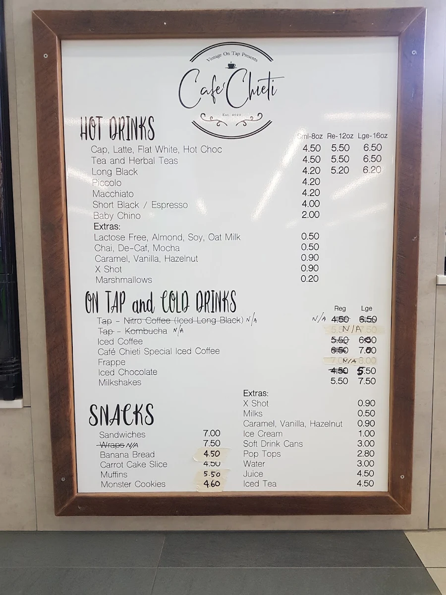 Menu, Cafe Chieti