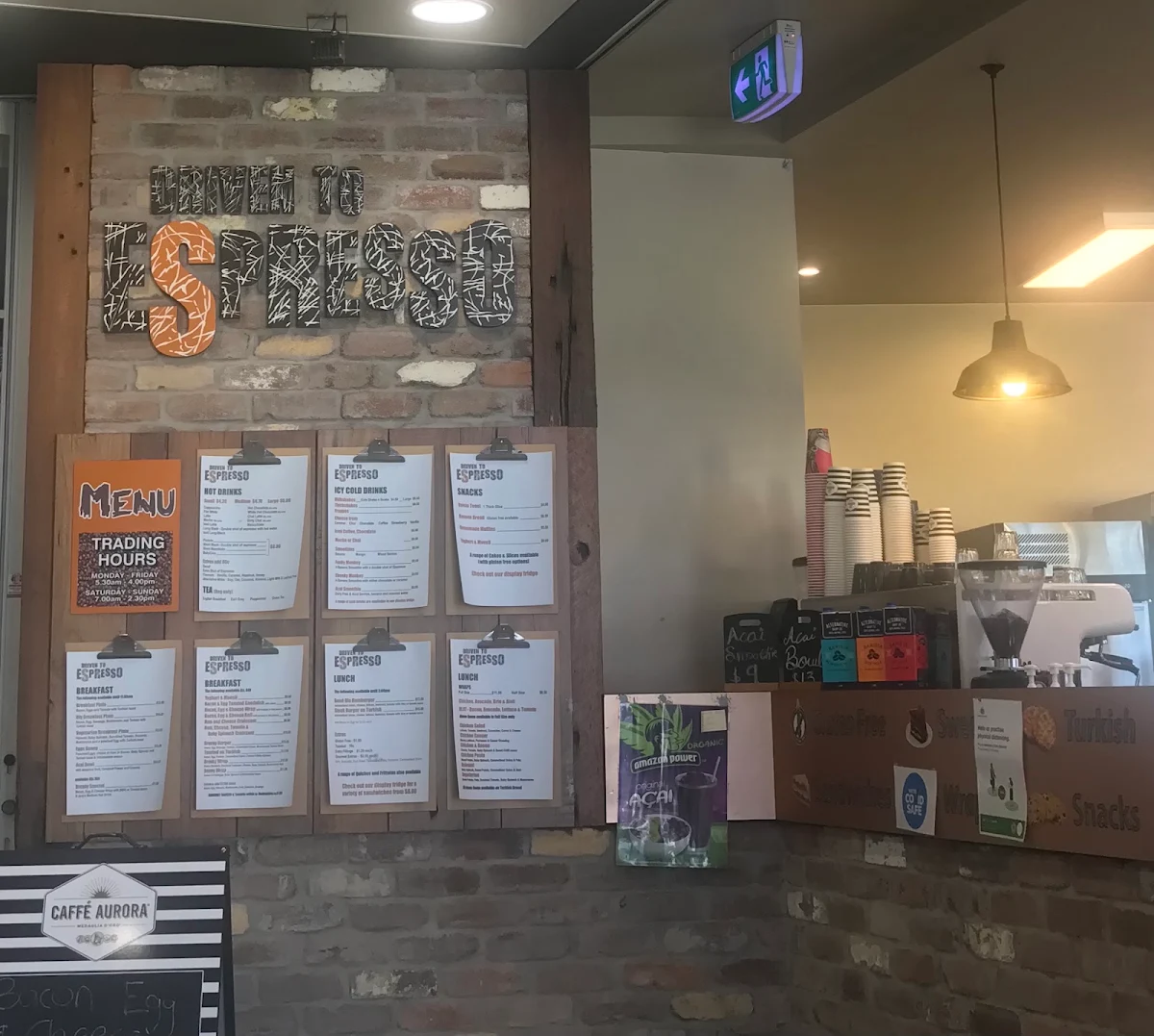 Menu, Driven to Espresso
