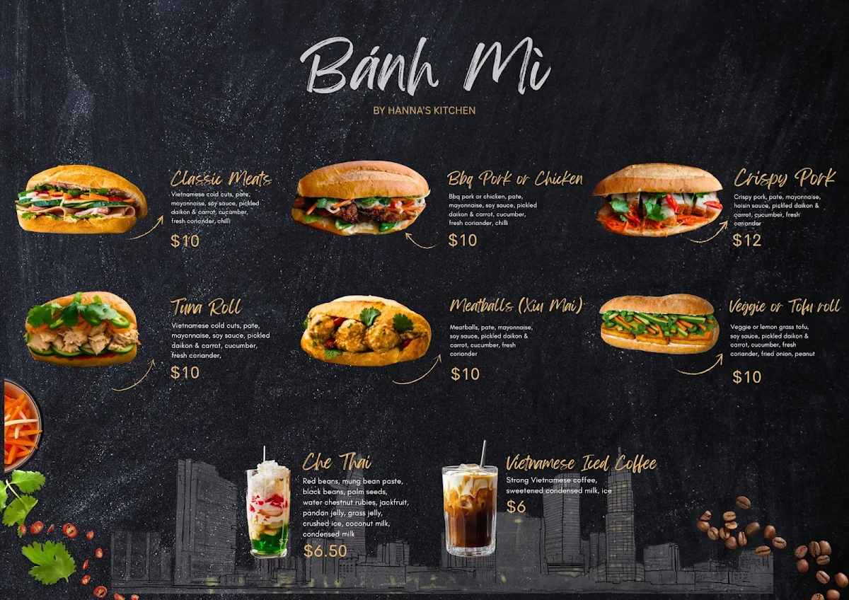 Menu, Hanna’s Kitchen