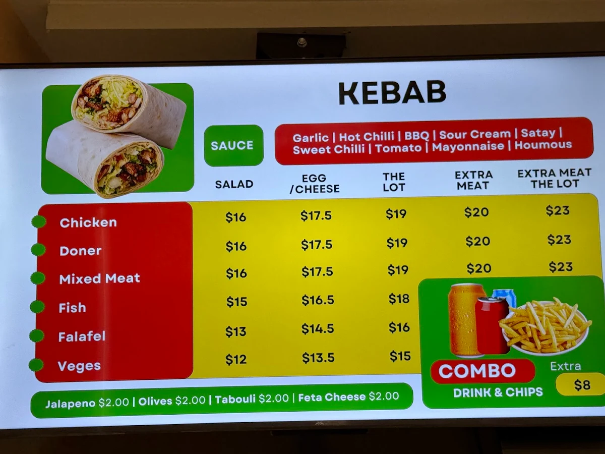 Menu, Innaloo Kebab House & Turkish Bakery