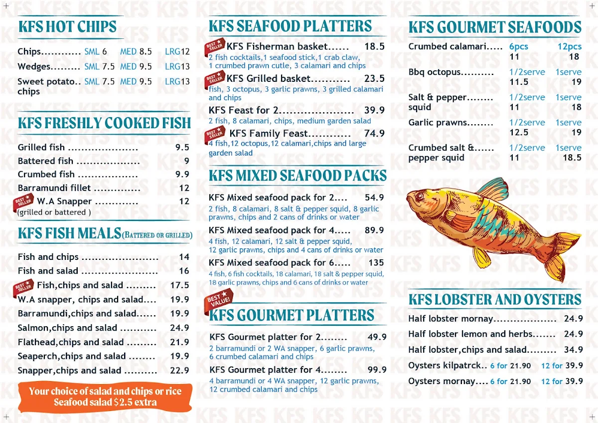Menu, Kellyville Fresh Seafood