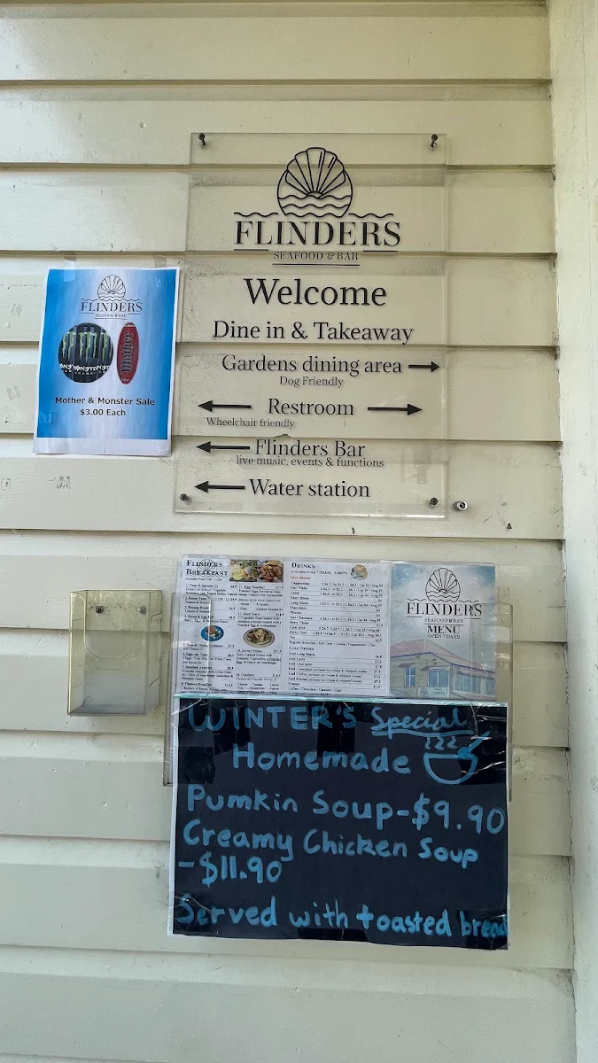 Menu, Flinders Seafood & Bar