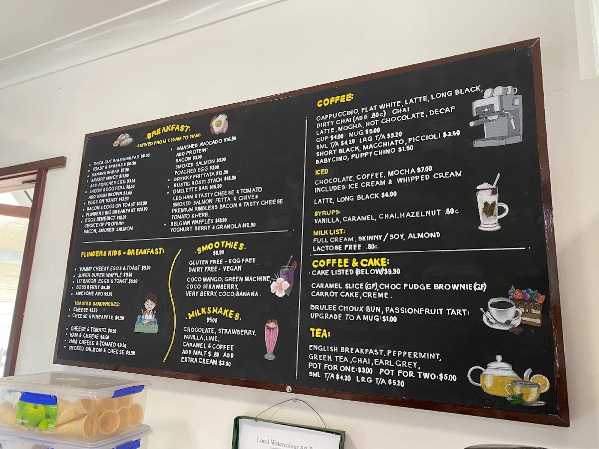 Menu, Flinders Seafood & Bar