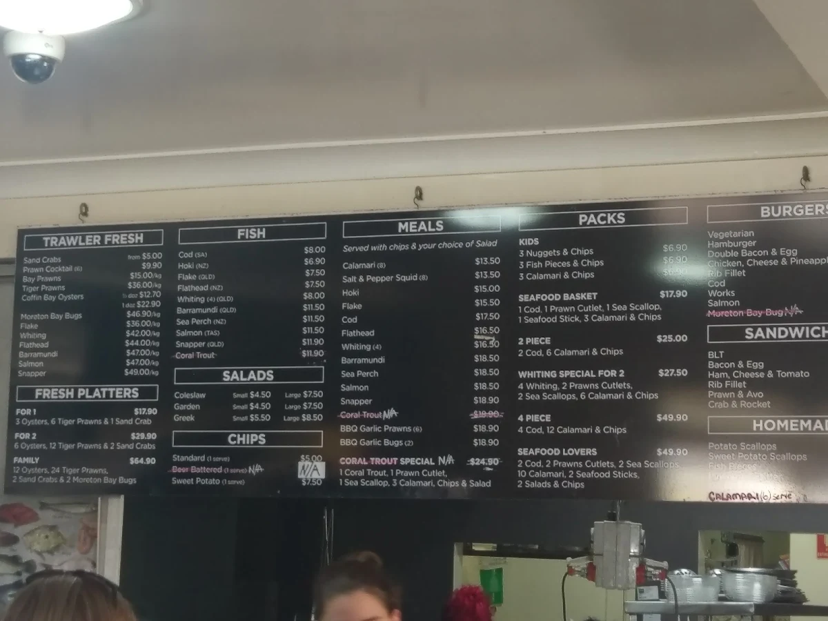Menu, Flinders Seafood & Bar