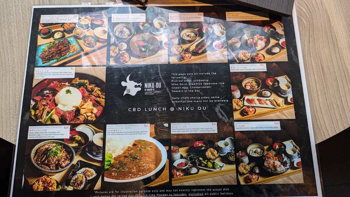 Menu, Niku Ou Japanese Chargrill Restaurant
