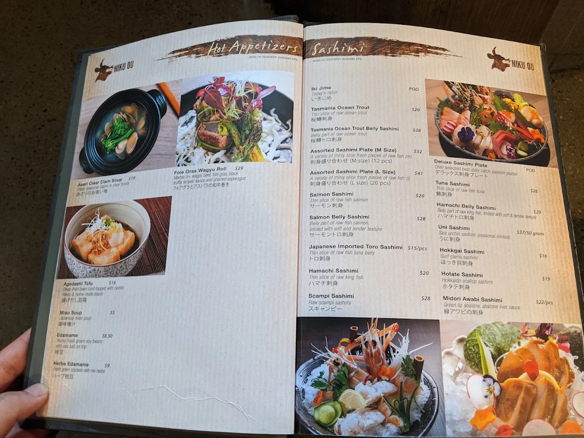 Menu, Niku Ou Japanese Chargrill Restaurant