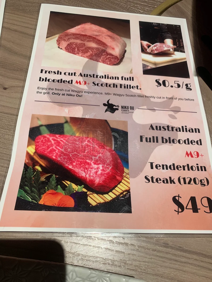 Menu, Niku Ou Japanese Chargrill Restaurant