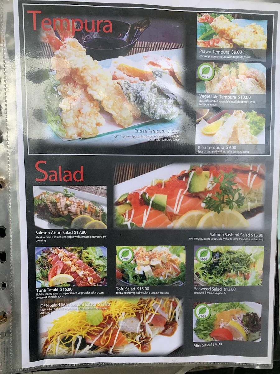 Menu, Sushi Dining Den Vaucluse