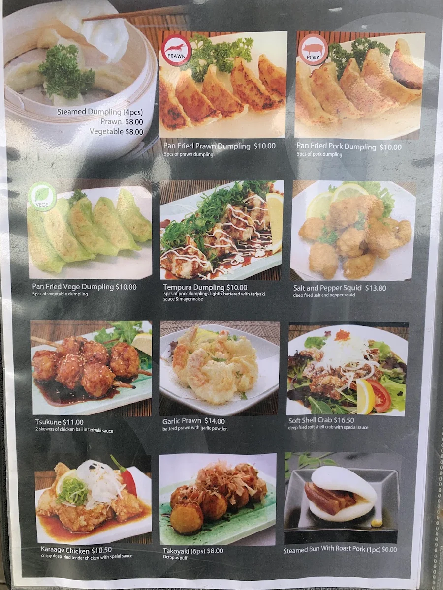 Menu, Sushi Dining Den Vaucluse