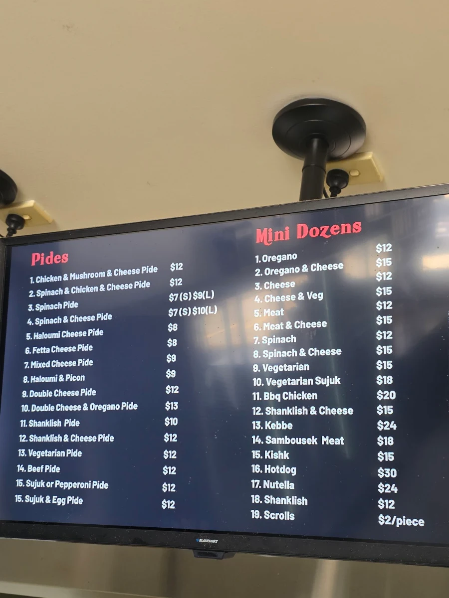 Menu, Mina Bakery & Sons