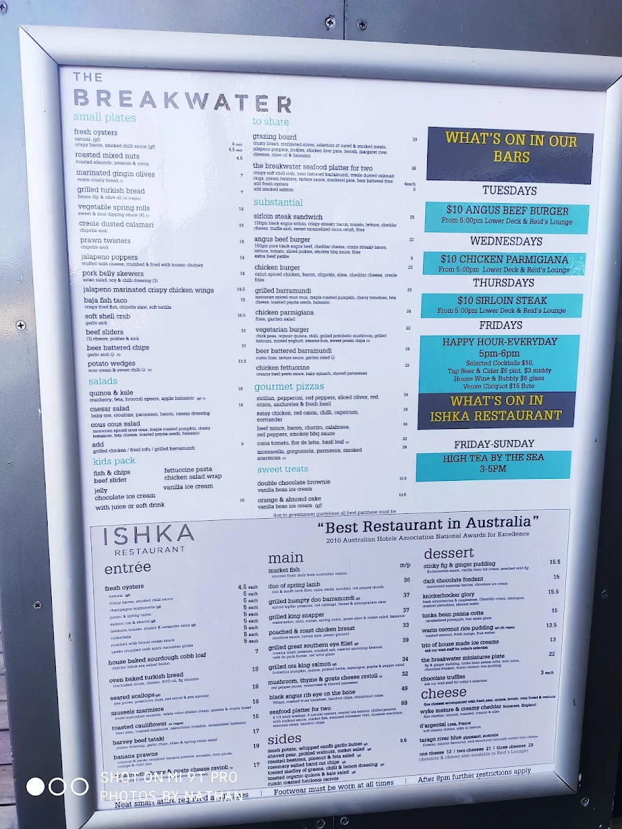 Menu, The Breakwater