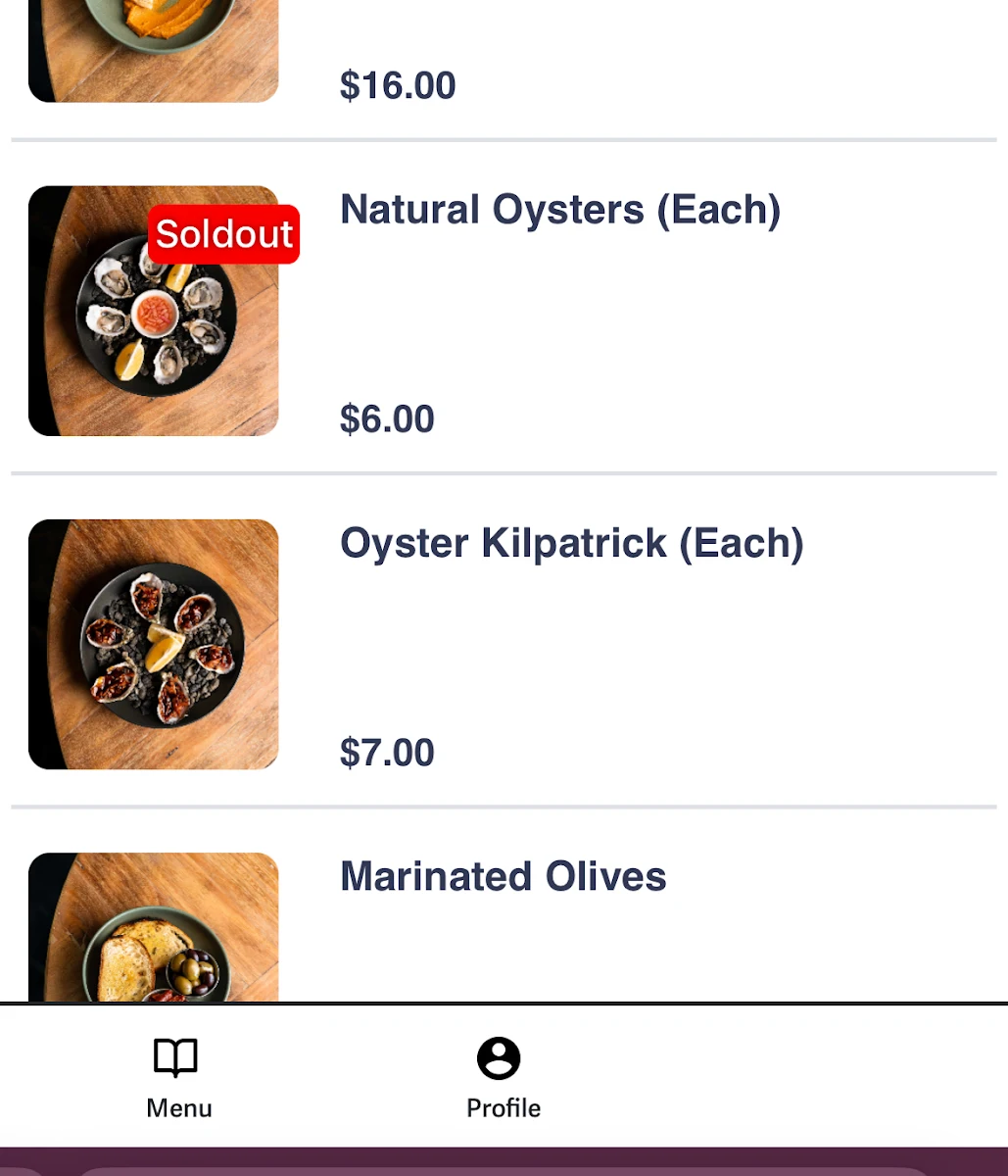 Menu, The Breakwater