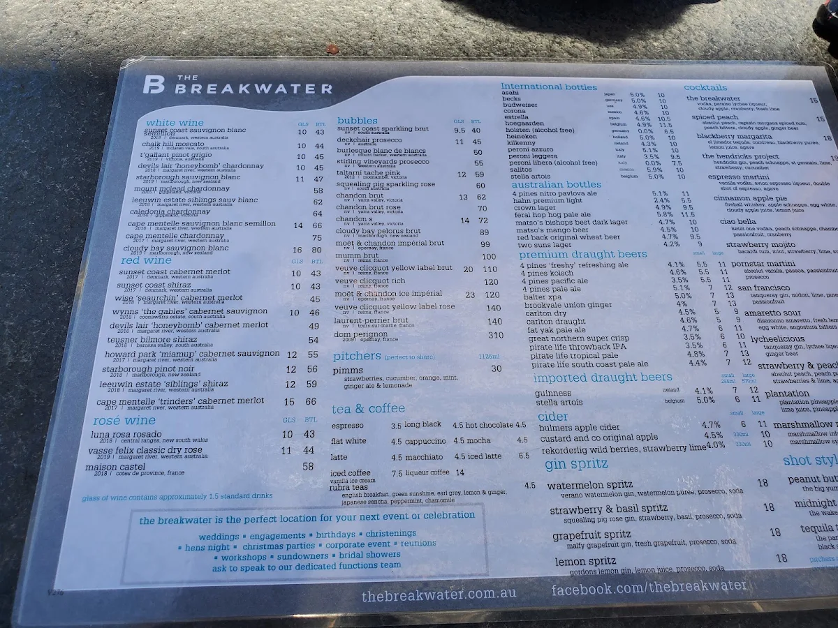 Menu, The Breakwater