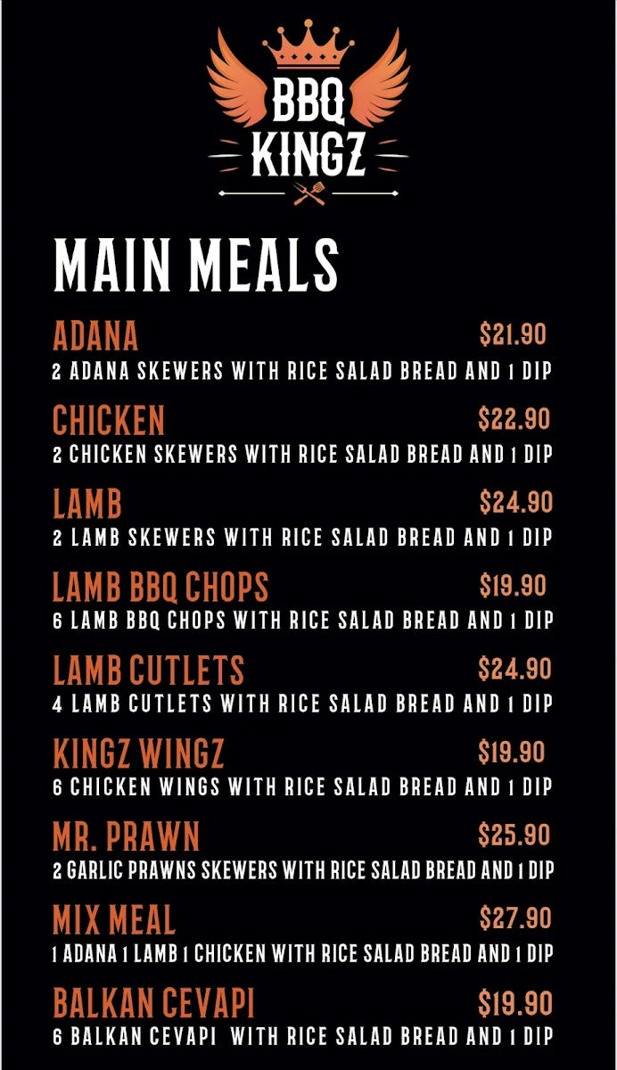 Menu, BBQ KINGZ