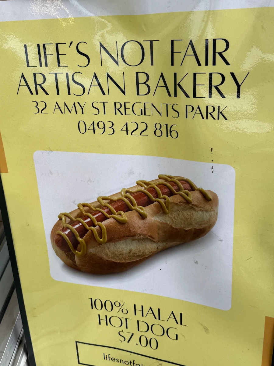 Menu, Life’s Not Fair - Artisan Bakery Cafe