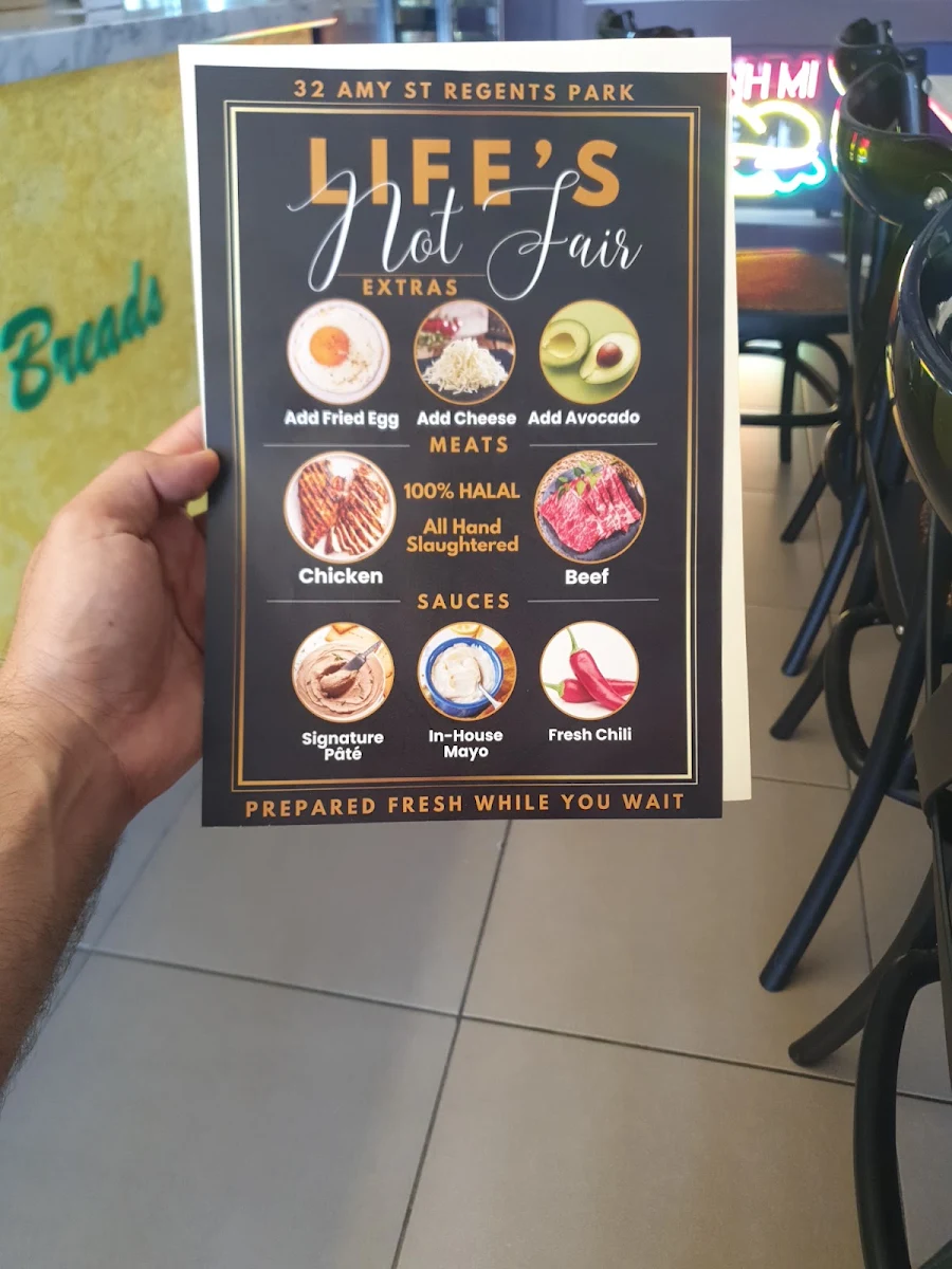 Menu, Life’s Not Fair - Artisan Bakery Cafe