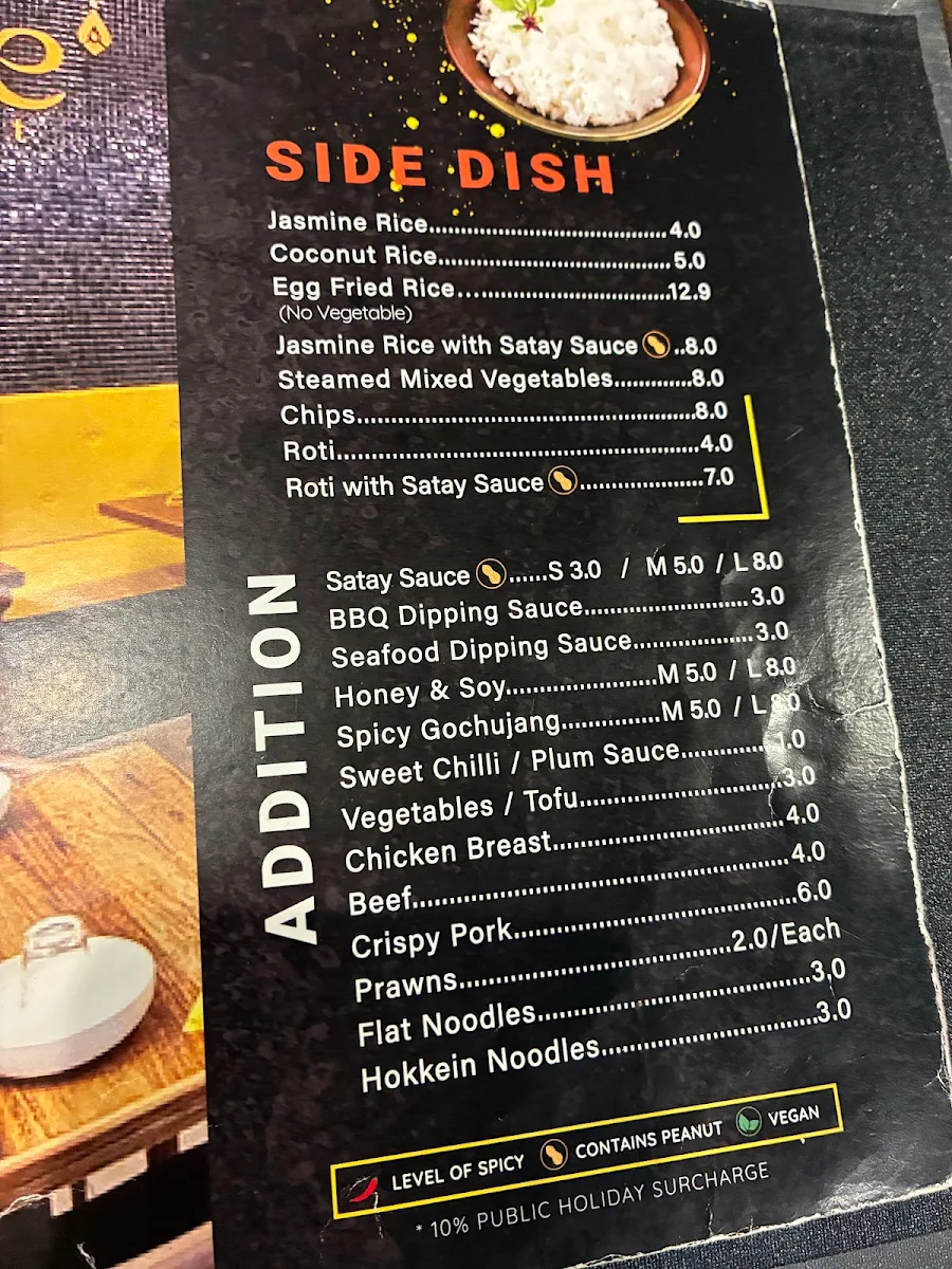 Menu, Aree Thai Twist
