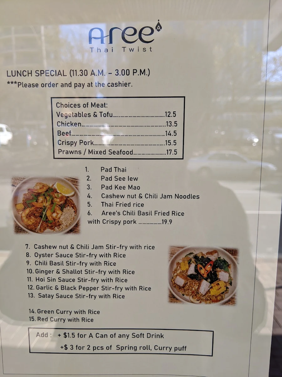 Menu, Aree Thai Twist