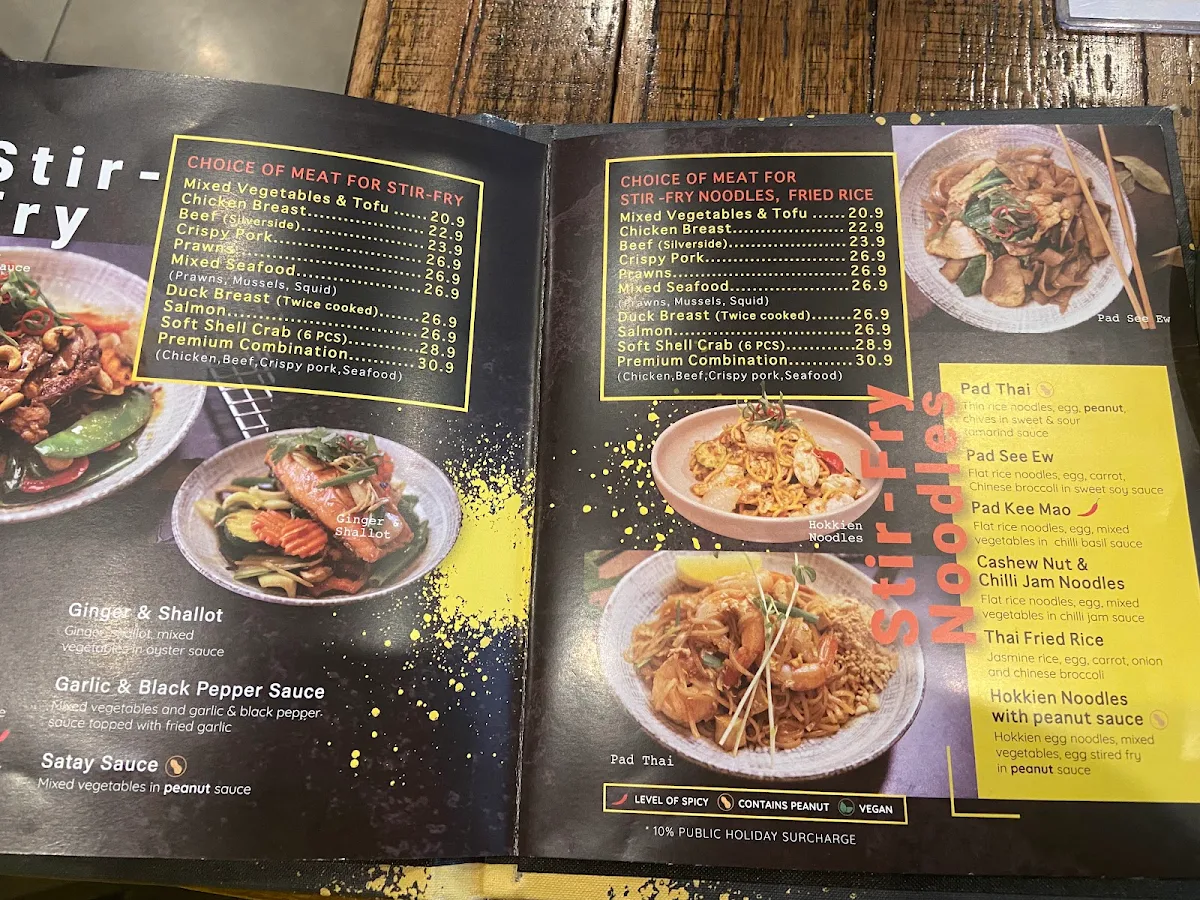 Menu, Aree Thai Twist