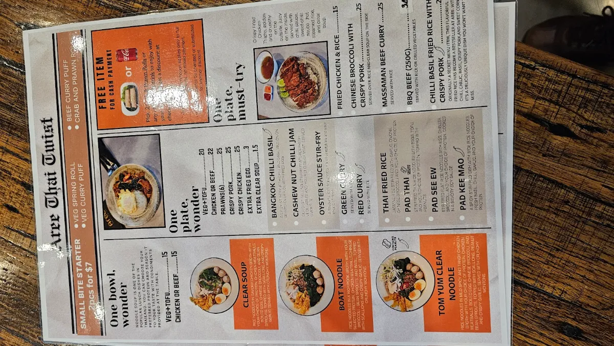 Menu, Aree Thai Twist