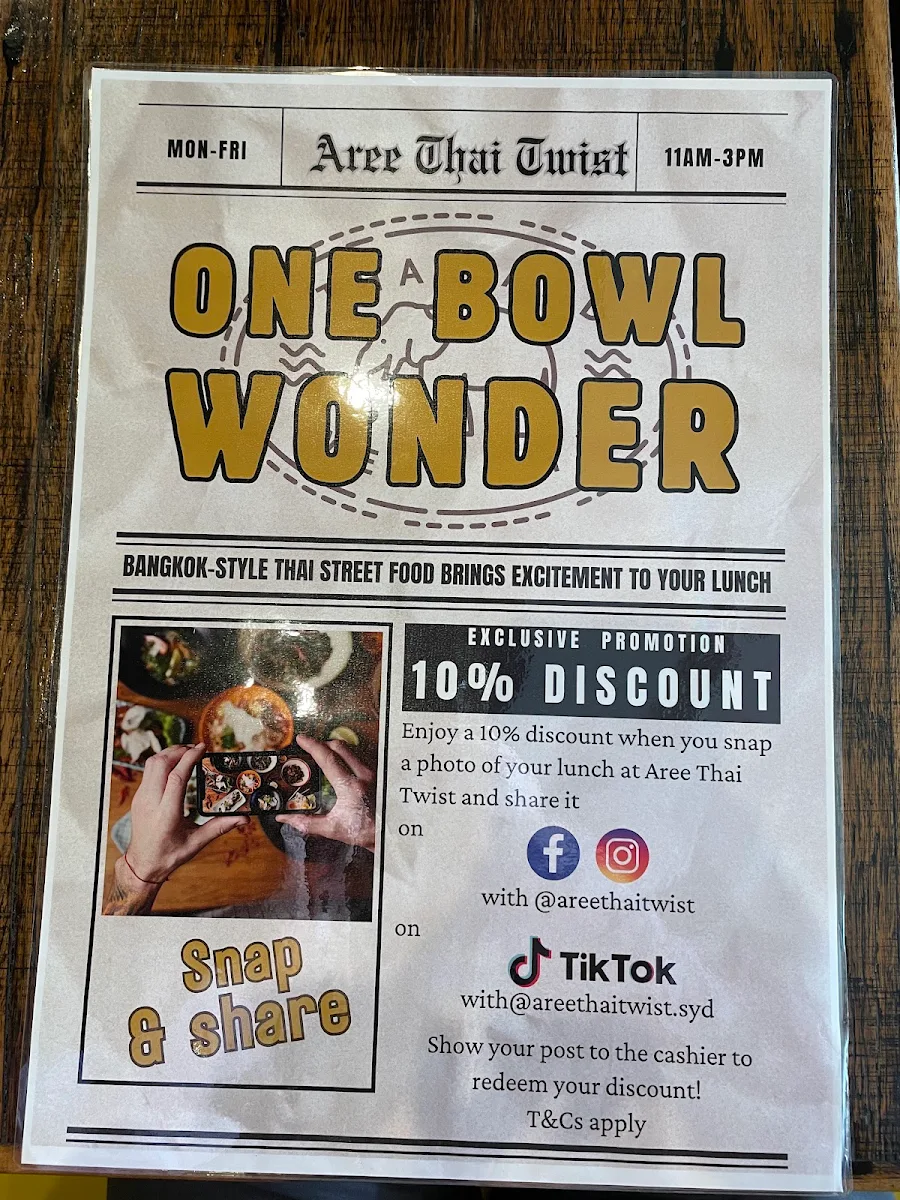 Menu, Aree Thai Twist