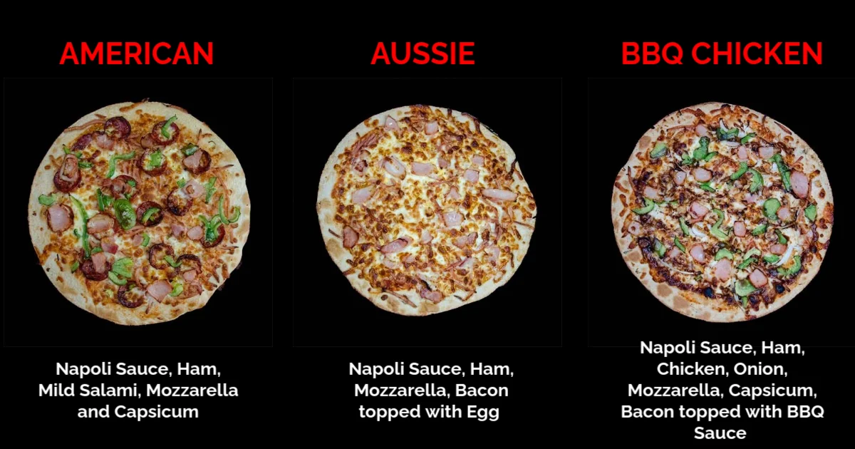 Menu, Pizza Boyz Traralgon