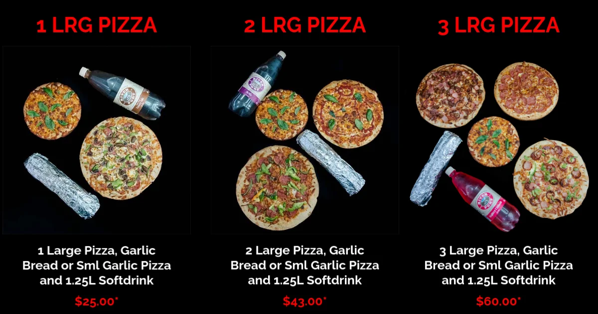 Menu, Pizza Boyz Traralgon