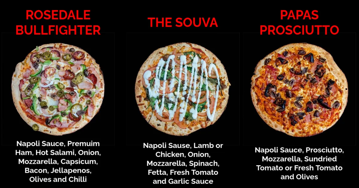 Menu, Pizza Boyz Traralgon
