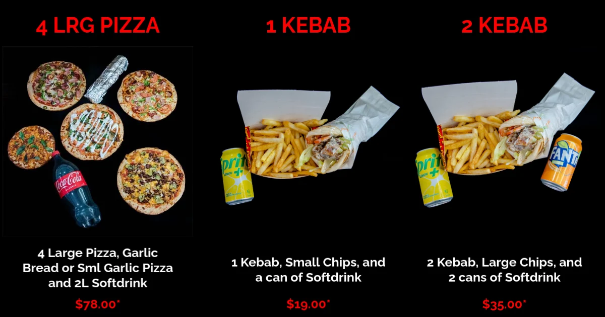 Menu, Pizza Boyz Traralgon