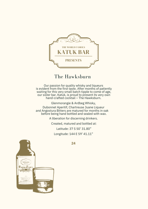 Menu, The Blacksmith Bar