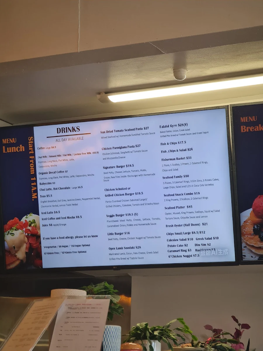Menu, Fusion Space Café and Restaurant