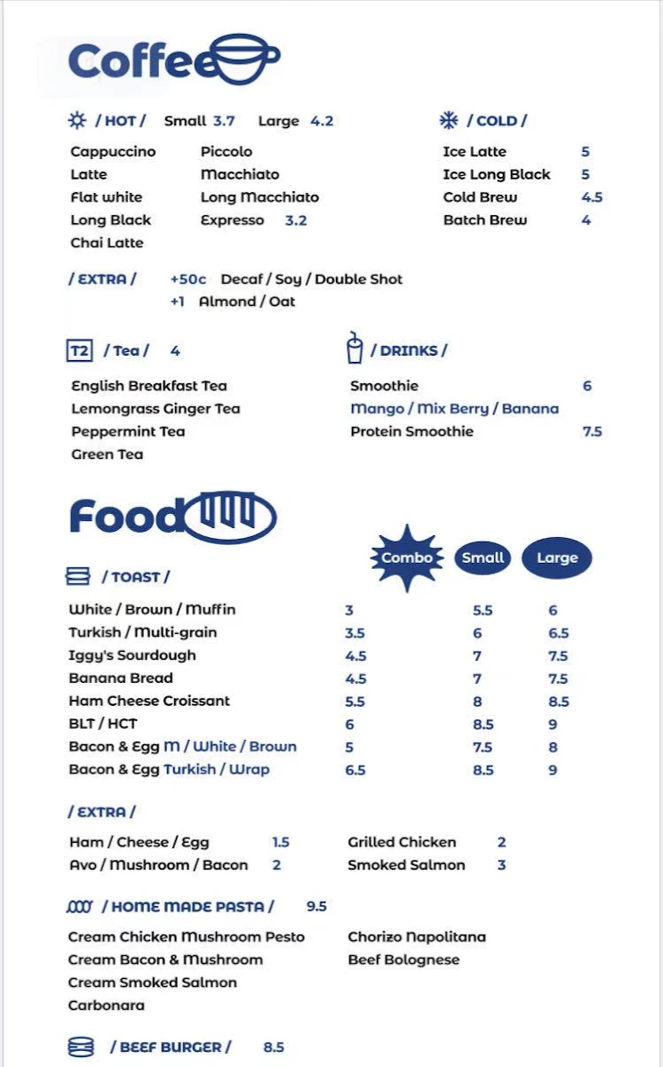 Menu, Expresso120