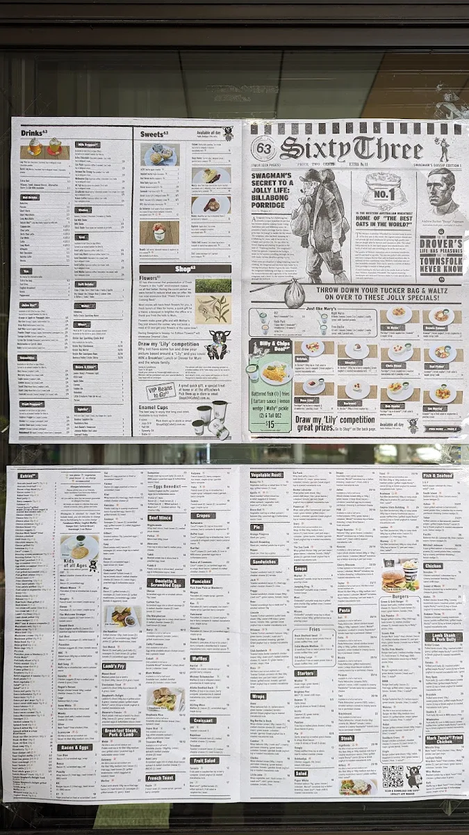 Menu, Cafe63 Nundah