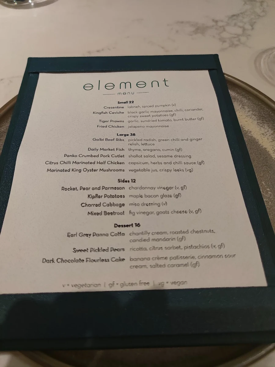 Menu, Element