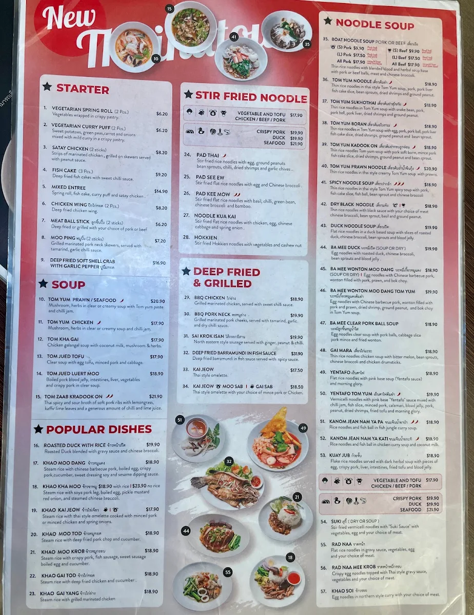 Menu, New Thainatown