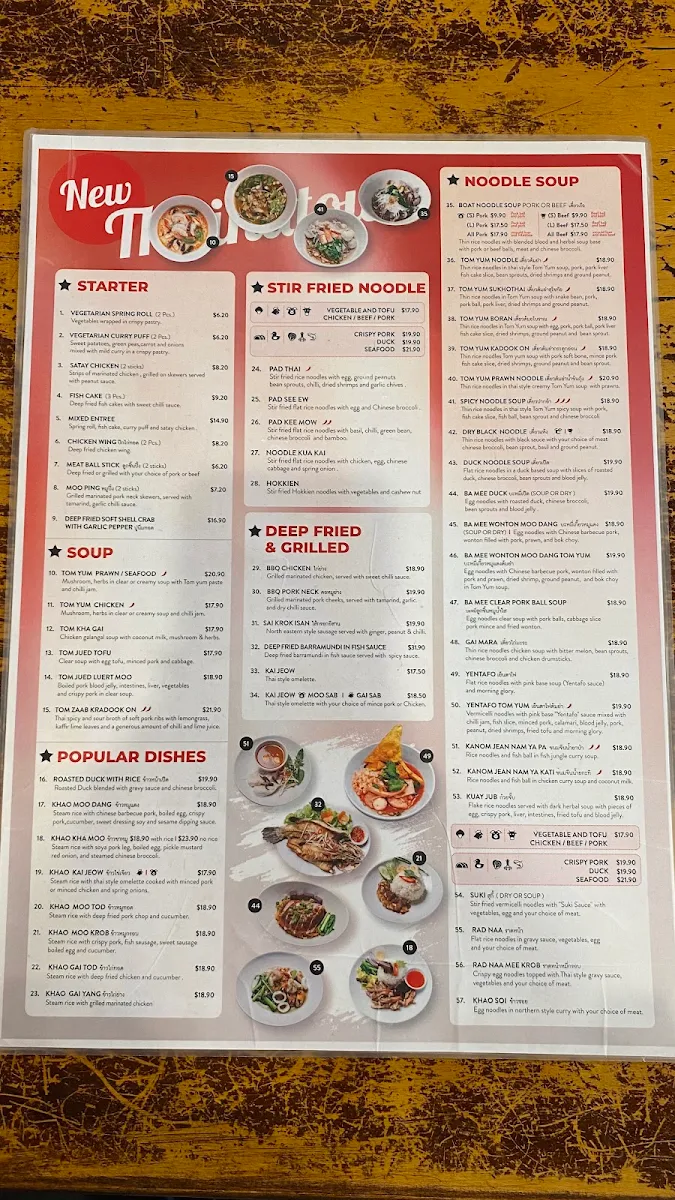 Menu, New Thainatown