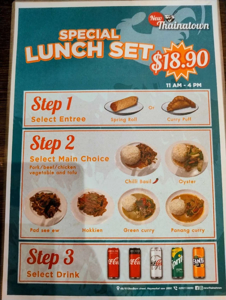 Menu, New Thainatown