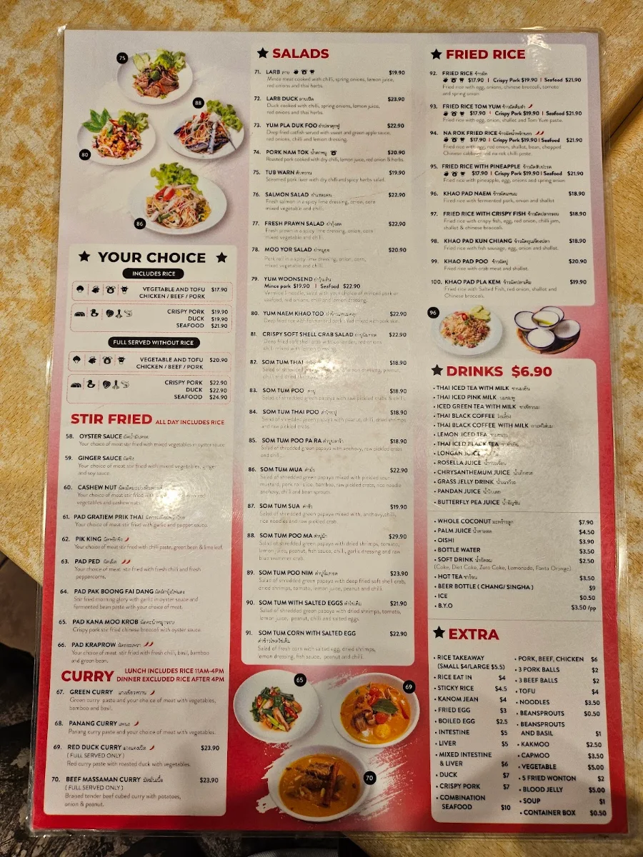 Menu, New Thainatown
